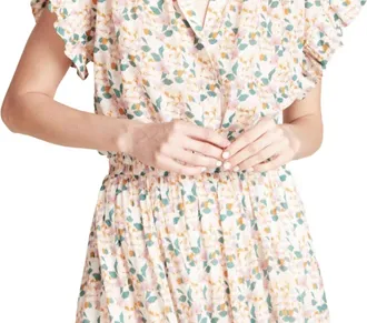 Trovata Marianne b Ruffle Sleeve Shirt In Lattice Vine