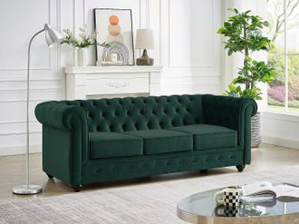 Vente-Unique Divano 3 posti in Velluto Verde - CHESTERFIELD