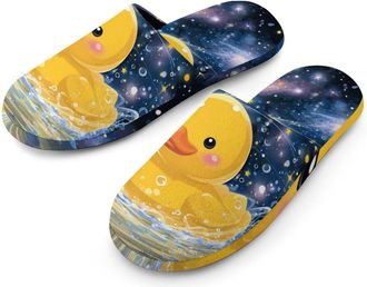 Generic Rubber Duckys Splashing Universes Mens House Slippers Slip Indoor Slipper On Shoes Warm Outdoor