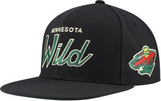 Mitchell & Ness Mens Mitchell & Ness Black Minnesota Wild Core Team Script 2.0 Snapback Hat at Nordstrom
