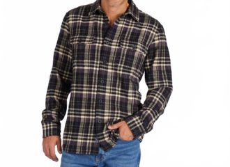 Grayers Herringbone Heritage Flannel Shirt In Black Cream