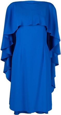 Alberta Ferretti ruffle-detail round-neck dress - women - Acetate/Viscose - 40 - Blue