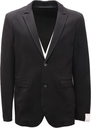 Paolo Pecora Jersey jas met rauwe randafwerking - Heren - Blazers - Zwart - L - Jassen