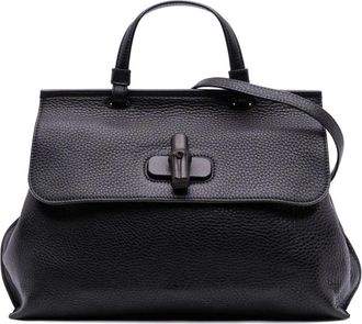 Gucci Borsa a tracolla Daily media in pelle con dettagli in bambù 2016-2025 - Nero
