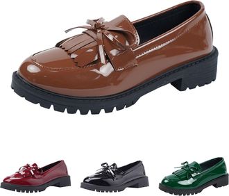 Generic Loafers for Women Platform Chunky Slip On Casual Shoes Cute Bow Tassel Vintage Comfortable Business Work Oxfords Womens Block Low Heels Round Toe Dres
