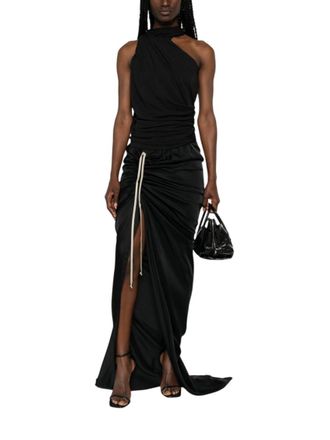 Rick Owens Black Solid Maxi Skirt