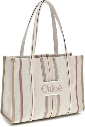 Chlo&eacute; Womens Beige Cotton Shoulder Bag