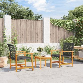 vidaXL Sillas De Jard&iacute;n 2 Uds Madera De Acacia Y Rat&aacute;n Sint&eacute;tico Negro Vidaxl