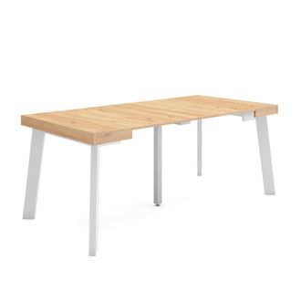 Skraut Home Mesa Consola Extensible, Mesa Comedor Plegable, 180, Para 8 Comensales, Patas De Madera, Estilo Moderno, Roble - Skraut Home