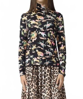 LA PRESTIC OUISTON Sous Pull Turtleneck Top In Cavallo Noir