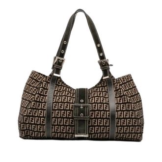 Fendi Pre-owned Shoulder Bags, female, Brown, Size: ONE SIZE Pre-owned Canvas Shoulder Bag