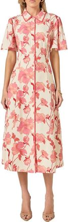 English Factory Print Midi Shirtdress in Pink/cream at Nordstrom, Size X-Small