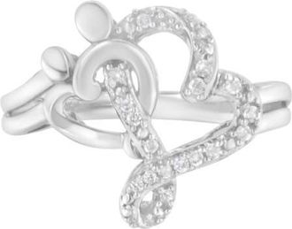 House of Brilliance Silver 1/10 Cttw Diamond Heart and Music Note Ring at Nordstrom, Size 6