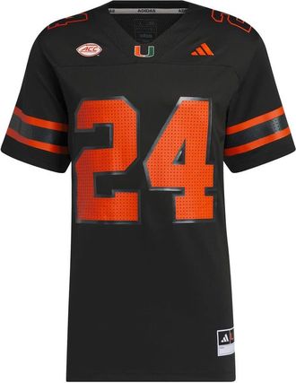 adidas Mens adidas 24 Black Miami Hurricanes Premier Strategy Jersey at Nordstrom, Size Medium