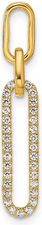 Diamond2Deal 14k Yellow Gold Polished 1/6 carat Diamond Paperclip Link Pendant