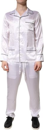Dolce & Gabbana White Satin Silk Men Pajama Set Sleepwear Clothing