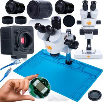 OEM Set De Microscopio Trinocular Mercury Pro - Zoom 7x-45x C&aacute;mara Crux Pro 5mp Ideal Para Electr&oacute;nica Y Joyer&iacute;a