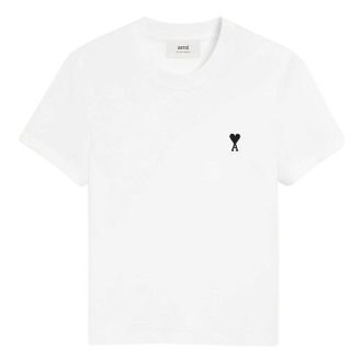 Ami (WMNS) AMI Small Heart Logo T-shirt White Black FTS347-724-100