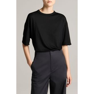 Vince Relaxed Crewneck Modal & Silk T-Shirt in Black at Nordstrom, Size X-Small