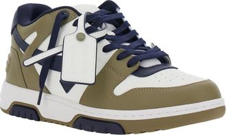 Off-white Mens Sneakers Out Of Office Green Leather Calfskin Trainers