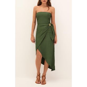 Vix Noa Strapless Cover-Up Midi Dress in Green at Nordstrom, Size X-Large