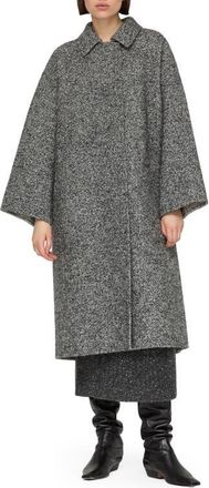 Lafayette 148 New York Dropped Shoulder Reversible Coat in Black Multi/White Multi at Nordstrom, Size Medium