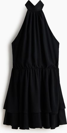 H&M Neckholderkleid aus Chiffon - Schwarz