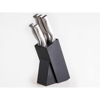 Beliani Set di 5 coltelli con ceppo in acciaio inossidabile con durezza 54 HRC argento Mashiko