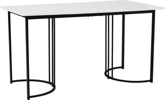 STILVORA Mesa De Comedor Rectangular En Mdf Con Motivo Marmoleado, Patas Negras Ajustables Y Estructura De Metal - 140&times;80 Cm, Blanco