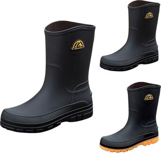 Generic Wellington Men Mid Calf Boots Wellies Comfortable Chelsea Booties Non-Slip Rubber Boots Waterproof Rain Shoes for Hiking, Yard Work, Mucker Style Outd