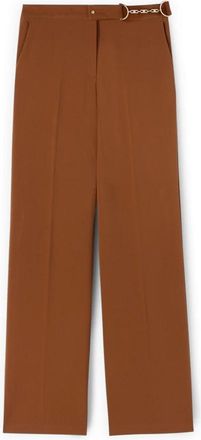 Motivi Palazzo broek met wijde pijpen en metalen riemlus - Dames - Wijde Broeken - Bruin - XL - Polyester - Broeken