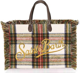 MC2 Saint Barth Vanity Wooly White Tartan Shoulder Bag