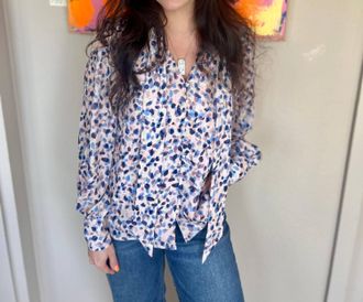 Greylin Laurel Tie Neck Blouse In Blue