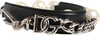 Dolce & Gabbana Black Leather Silver Chain Bag Accessory Shoulder Womens Strap