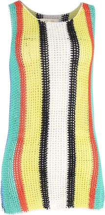 Diane Von Fürstenberg Crochet-Knit Coverup Tank Sweater in Multicolor Cotton
