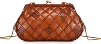 OLD TREND Petunia Small Quilted Leather Crossbody in Cognac at Nordstrom