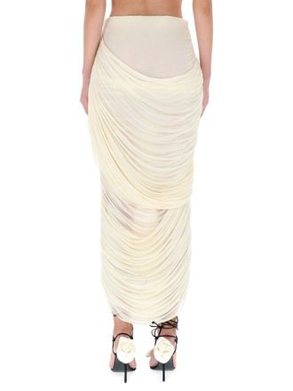 Magda Butrym Draped Cupro Midi Skirt - Ivory