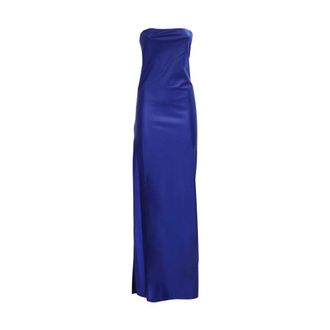 Heron Preston Elegante Strapless Jurk met Zijsplit - Dames - Avondkleed - Blauw - L - Kleedjes