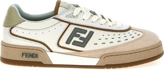Fendi Beige Leather Womens Sneakers