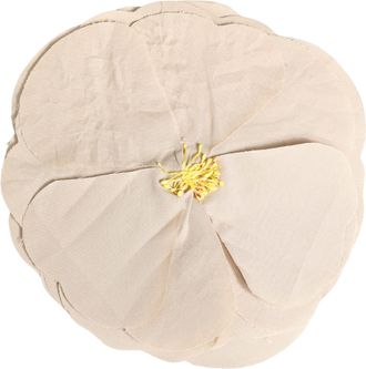 Dolce & Gabbana Beige Floral Motif Silk Blend Poplin Fabric Pin Womens Brooch