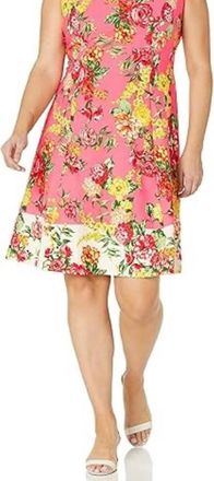 London Times Cap Sleeve Floral Fit & Flare Dress In Coral Multi