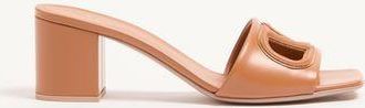 Valentino Garavani Vlogo Cut-Out Slide Sandal In Calfskin 60Mm Woman BEIGE 35.5