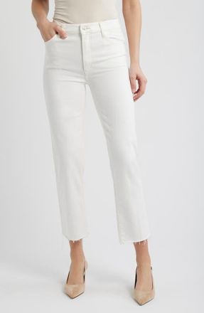 Frame Denim Le Sleek Raw Hem High Waist Straight Leg Jeans in Au Natural Clean Raw After at Nordstrom, Size 23