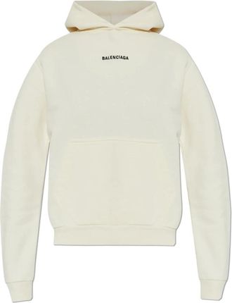 Balenciaga Hoodies, female, Beige, Size: XS Sweatshirt with Embroidered Logo