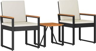 vidaXL Juego De Muebles De Exterior 3 Uds. Negro Y Blanco Crema Vidaxl