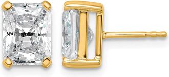 Diamond2Deal 14k Gold 4 ct Emerald Cut Lab Grown Diamond Stud Earrings VS Clarity, G-H Color