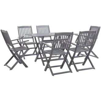 vidaXL Vidaxl - Set da Pranzo per Giardino 7 pz Legno Massello di Acacia Grigio