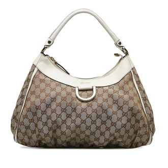 Gucci Pre-owned Womens Vintage GG Canvas Abbey D-Ring Hobo Brown - Beige Canvas (archived) - One Size