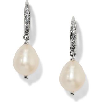 Nadri Madrid Freshwater Pearl Double Drop Earrings in Rhodium at Nordstrom