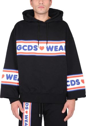 GCDS Cute Tape Logo Hooded Sweatshirt - Black